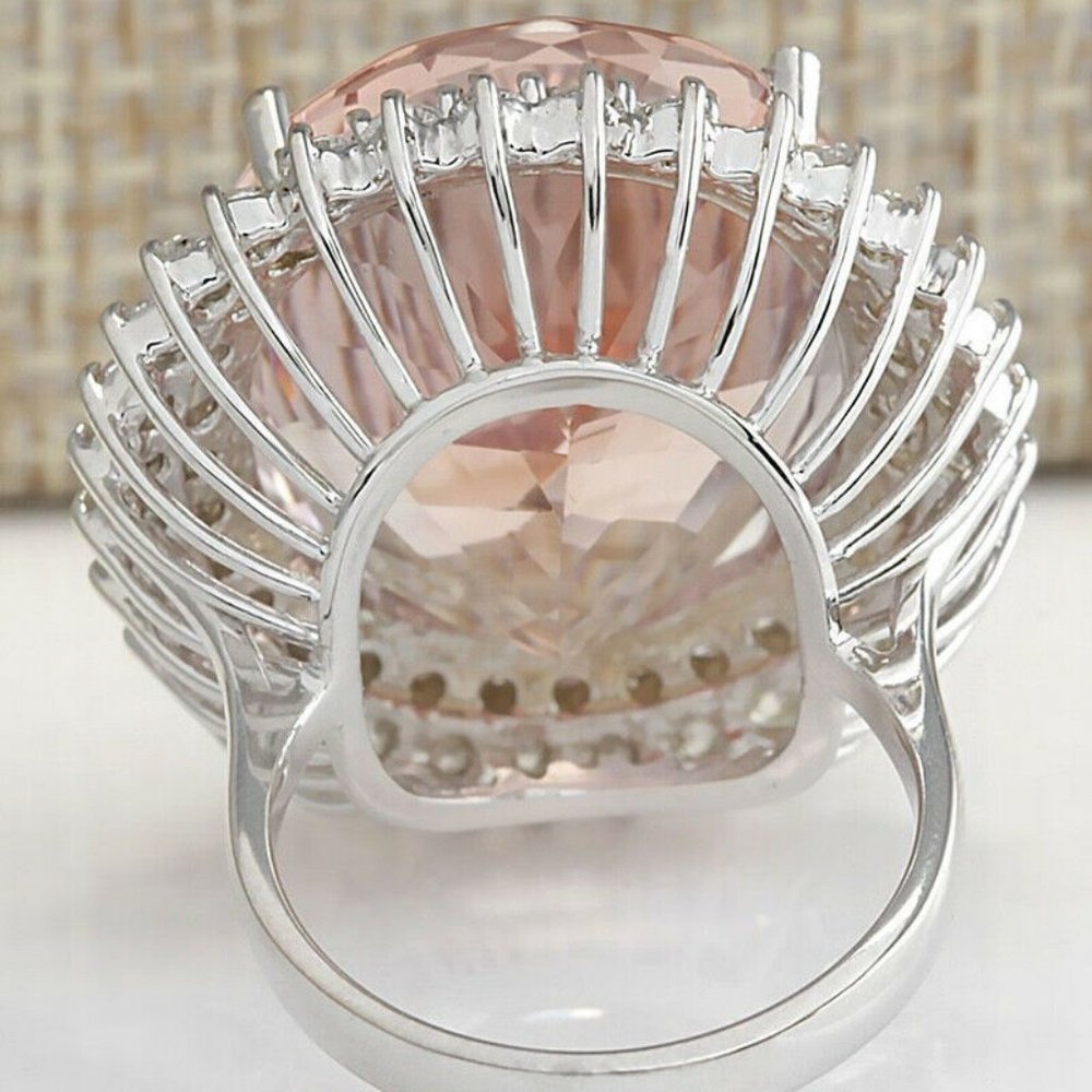 Luxury 925 Silver Oval Cut Champagne Topaz Ring - Picture 5 of 5